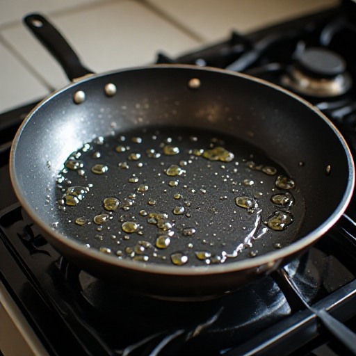 Minyak secukupnya membentuk lapisan tipis pada permukaan wajan untuk menumis