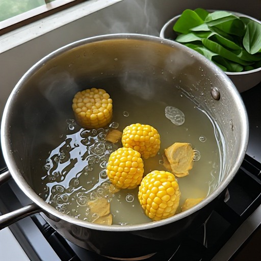 jagung dimasak terlebih dahulu sebelum bayam masuk