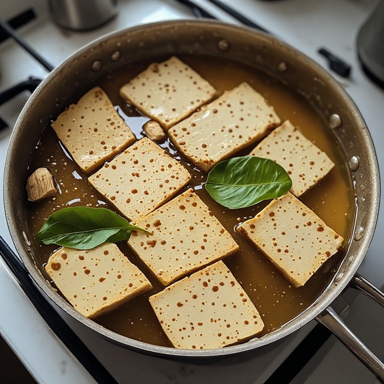 tinggi cairan awal dan susunan tempe